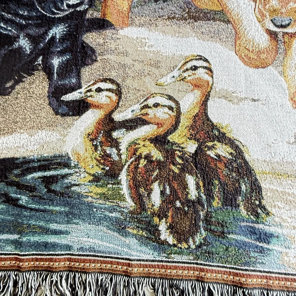 Linda Picken Labrador Puppy Tapestry Throw Duck Hunting Lodge Cottage 60x50